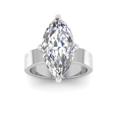 2 Ct Marquise Moissanite Wide Band Solitaire Engagement Ring