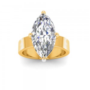 4 Ct Marquise Lab Diamond Wide Band Solitaire Engagement Ring