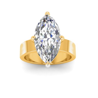 4 Ct Marquise Lab Diamond Wide Band Solitaire Engagement Ring