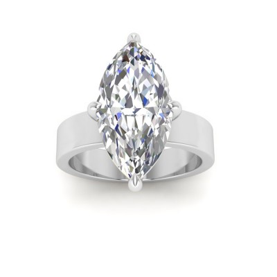 2 Ct Marquise Moissanite Wide Band Solitaire Engagement Ring