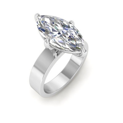2 Ct Marquise Moissanite Wide Band Solitaire Engagement Ring