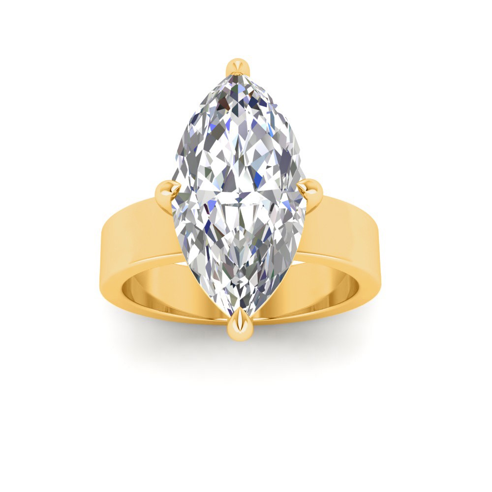 2 Ct Marquise Moissanite Wide Band Solitaire Engagement Ring