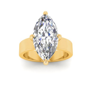4 Ct Marquise Lab Diamond Wide Band Solitaire Engagement Ring