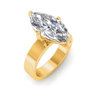 4 Ct Marquise Lab Diamond Wide Band Solitaire Engagement Ring