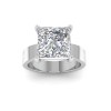 3 Ct Princess Lab Diamond Wide Band Solitaire Engagement Ring
