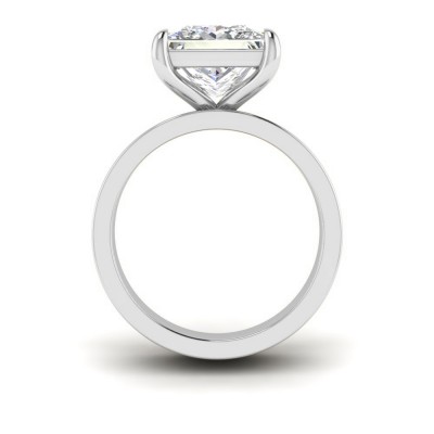 2 Ct Princess Lab Diamond Wide Band Solitaire Engagement Ring