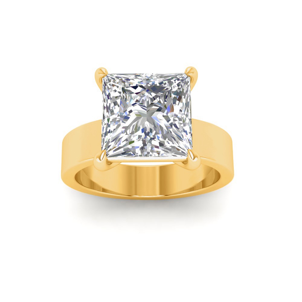 2.5 Ct Princess Moissanite Wide Band Solitaire Engagement Ring