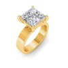 2.5 Ct Princess Moissanite Wide Band Solitaire Engagement Ring