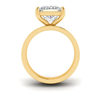 4 Ct Princess Lab Diamond Wide Band Solitaire Engagement Ring