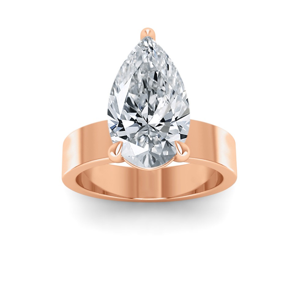 5 Ct Pear Moissanite Wide Band Solitaire Engagement Ring