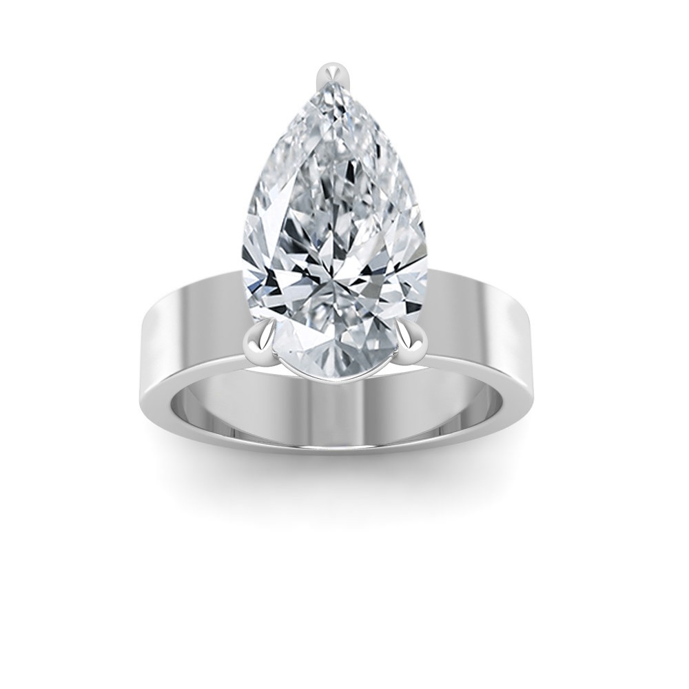 5 Ct Pear Moissanite Wide Band Solitaire Engagement Ring