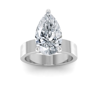 2 Ct Pear Colorless Lab Diamond Wide Band Solitaire Engagement Ring
