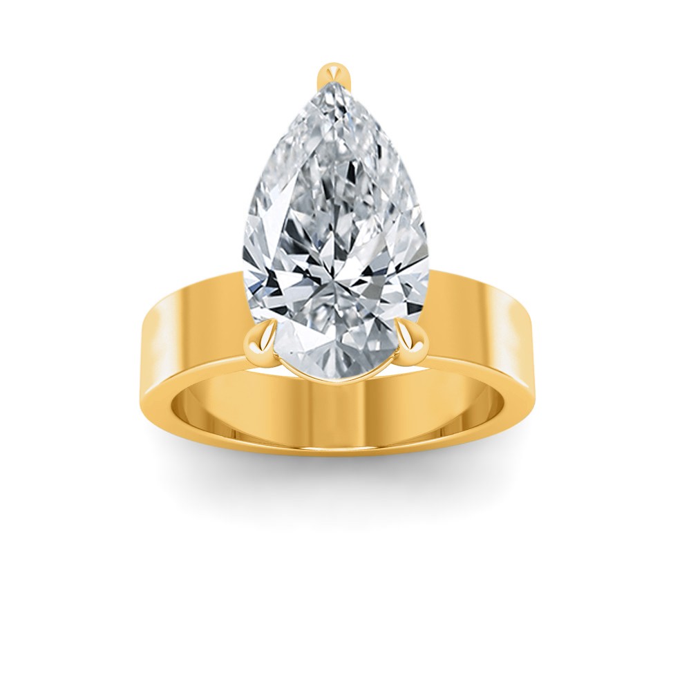 5 Ct Pear Lab Diamond Wide Band Solitaire Engagement Ring