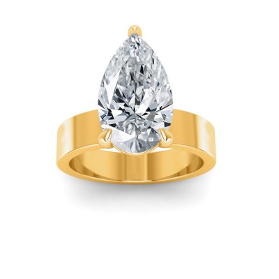 2.5 Ct Pear Moissanite Wide Band Solitaire Engagement Ring