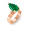 5 Ct Pear Emerald Wide Band Solitaire Engagement Ring
