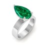 5 Ct Pear Emerald Wide Band Solitaire Engagement Ring