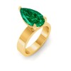 5 Ct Pear Emerald Wide Band Solitaire Engagement Ring