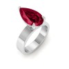 5 Ct Pear Ruby Wide Band Solitaire Engagement Ring