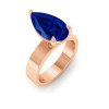 5 Ct Pear Sapphire Wide Band Solitaire Engagement Ring
