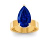 5 Ct Pear Sapphire Wide Band Solitaire Engagement Ring
