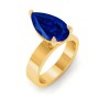 5 Ct Pear Sapphire Wide Band Solitaire Engagement Ring