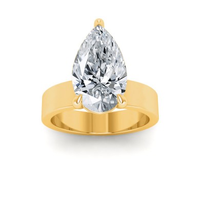 2.5 Ct Pear Moissanite Wide Band Solitaire Engagement Ring