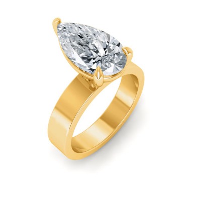 2.5 Ct Pear Moissanite Wide Band Solitaire Engagement Ring