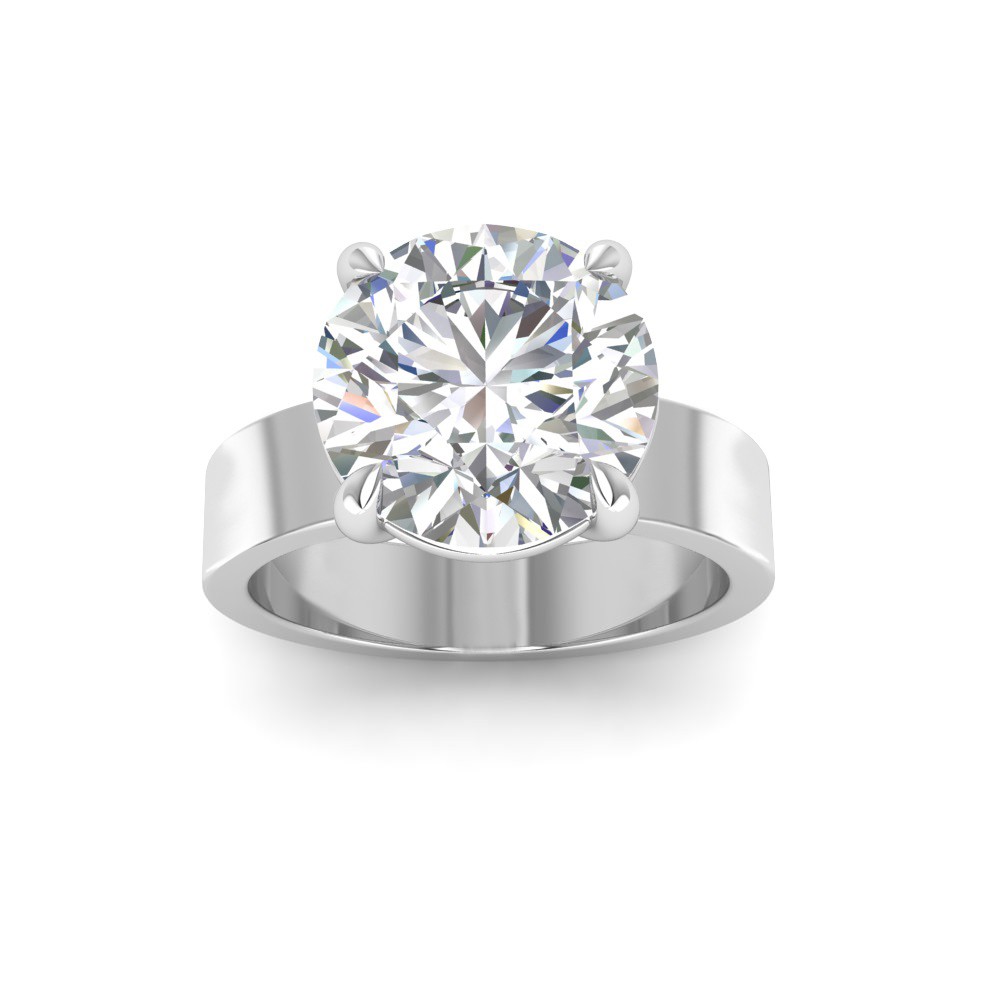 5 Ct Round Moissanite Wide Band Solitaire Engagement Ring