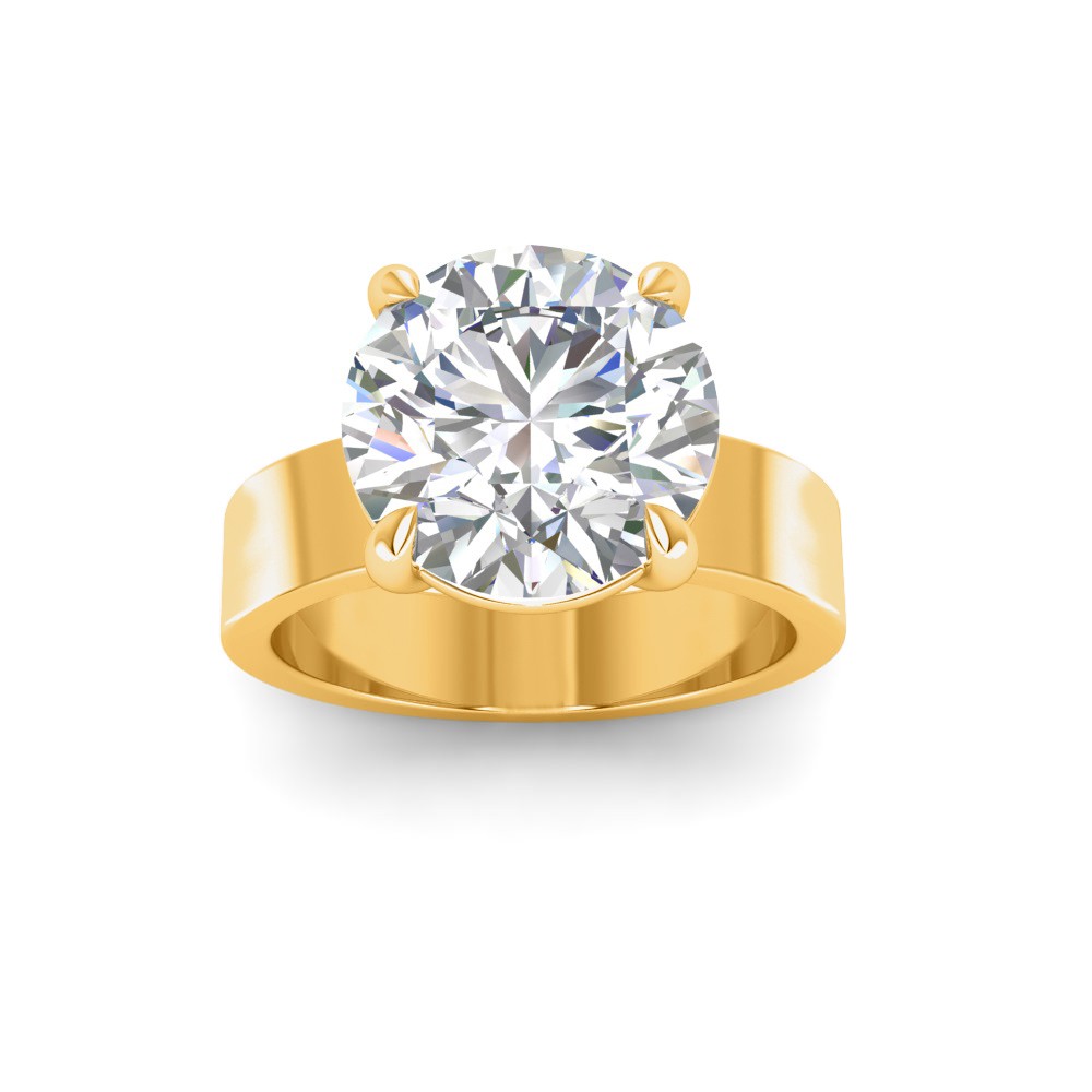 3 Ct Round Lab Diamond Wide Band Solitaire Engagement Ring