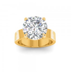 3 Ct Round Lab Diamond Wide Band Solitaire Engagement Ring