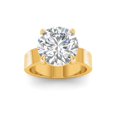 3 Ct Round Lab Diamond Wide Band Solitaire Engagement Ring