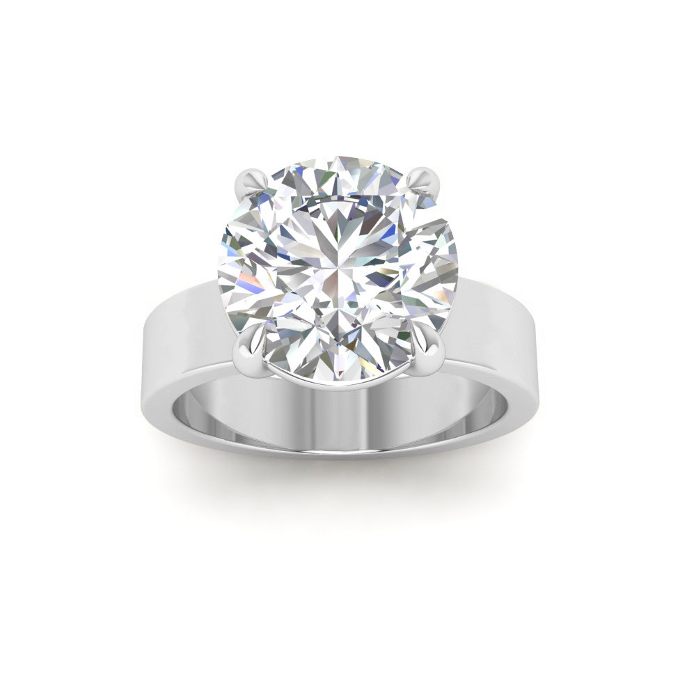 4 Ct Round Colorless Lab Diamond Wide Band Solitaire Engagement Ring