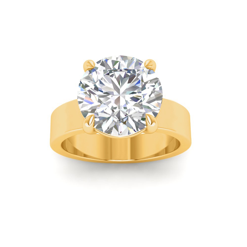 3 Ct Round Lab Diamond Wide Band Solitaire Engagement Ring