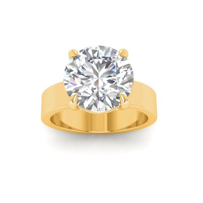 3 Ct Round Lab Diamond Wide Band Solitaire Engagement Ring