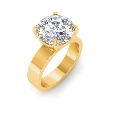 3 Ct Round Lab Diamond Wide Band Solitaire Engagement Ring