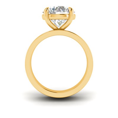 3 Ct Round Lab Diamond Wide Band Solitaire Engagement Ring