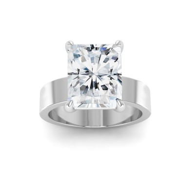 2 Ct Radiant Moissanite Wide Band Solitaire Engagement Ring