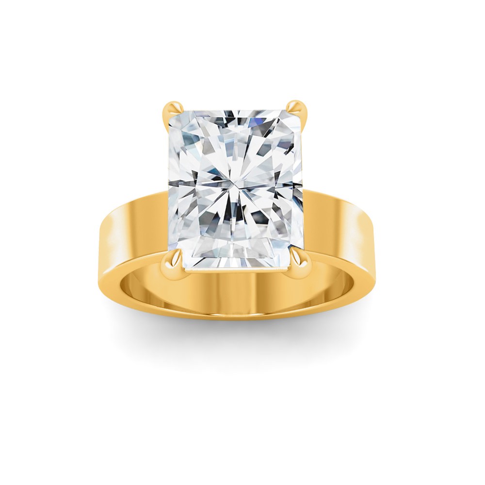 4 Ct Radiant Lab Diamond Wide Band Solitaire Engagement Ring