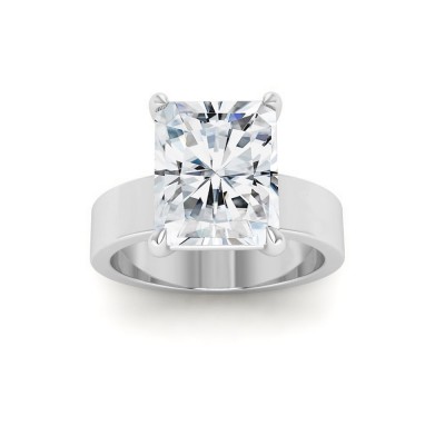 2 Ct Radiant Moissanite Wide Band Solitaire Engagement Ring