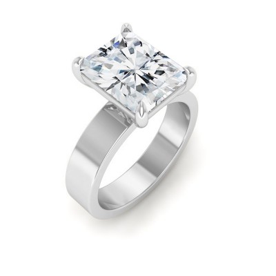 2 Ct Radiant Moissanite Wide Band Solitaire Engagement Ring