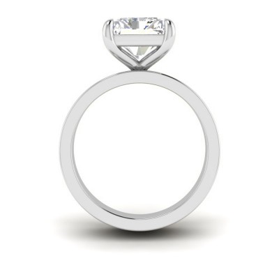 2 Ct Radiant Moissanite Wide Band Solitaire Engagement Ring