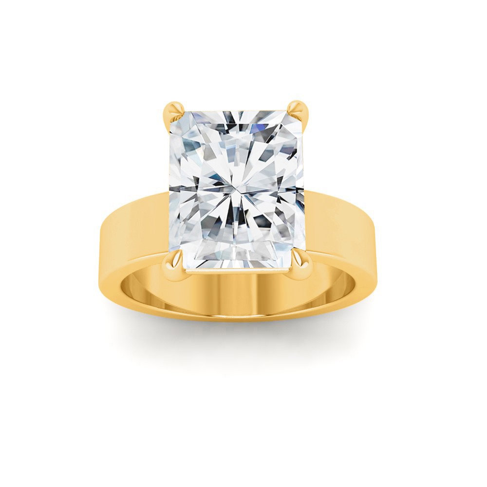 4 Ct Radiant Moissanite Wide Band Solitaire Engagement Ring