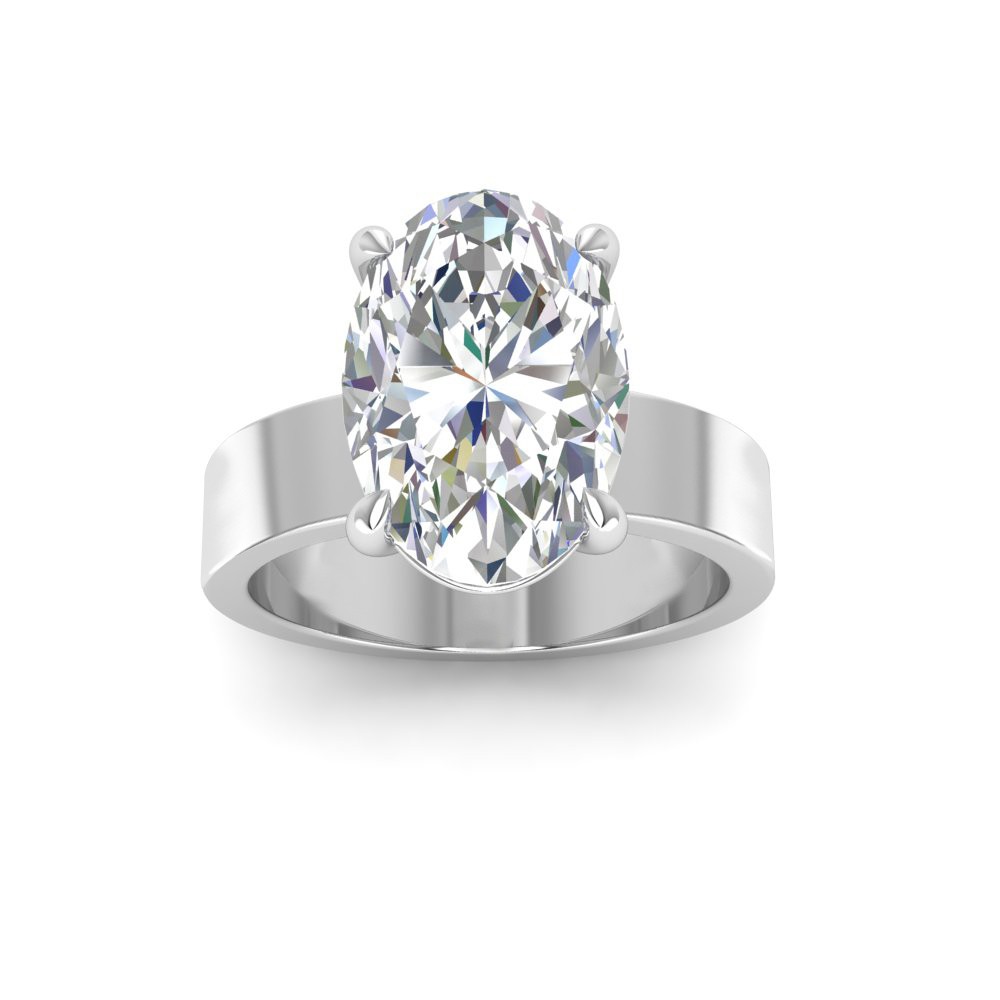 5 Ct Oval Moissanite Wide Band Solitaire Engagement Ring