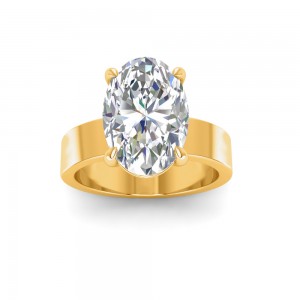 2.5 Ct Oval Lab Diamond Wide Band Solitaire Engagement Ring