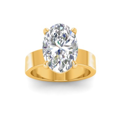 3 Ct Oval Lab Diamond Wide Band Solitaire Engagement Ring