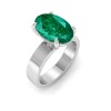 5 Ct Oval Emerald Wide Band Solitaire Engagement Ring