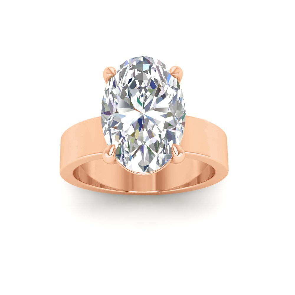 4 Ct Oval Lab Diamond Wide Band Solitaire Engagement Ring