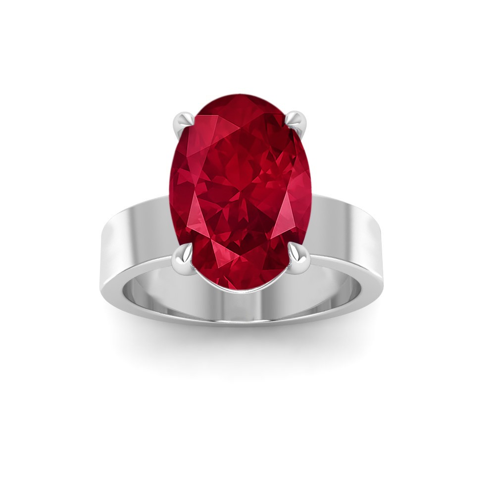 5 Ct Oval Ruby Wide Band Solitaire Engagement Ring