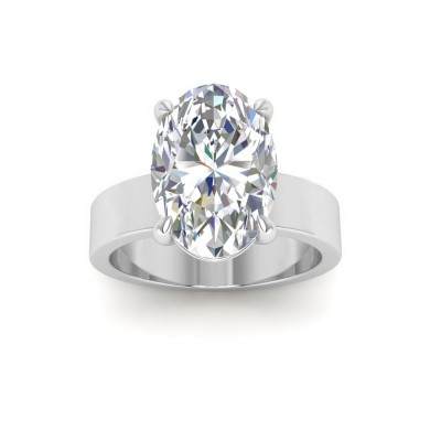 2 Ct Oval Moissanite Wide Band Solitaire Engagement Ring