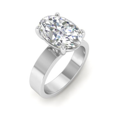 2 Ct Oval Moissanite Wide Band Solitaire Engagement Ring